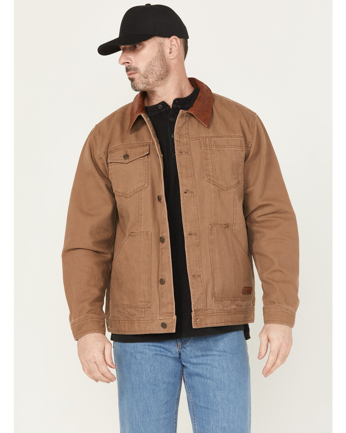 Thorogood Men's Canvas Button-Down Trucker Jacket, Lt Brown, hi-res