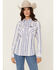 Image #1 - Wrangler Retro Women's Striped Print Long Sleeve Snap Western Shirt, Blue, hi-res