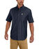 Carhartt Men's Rugged Flex Rigby Short Sleeve Work Shirt - Tall , Navy, hi-res