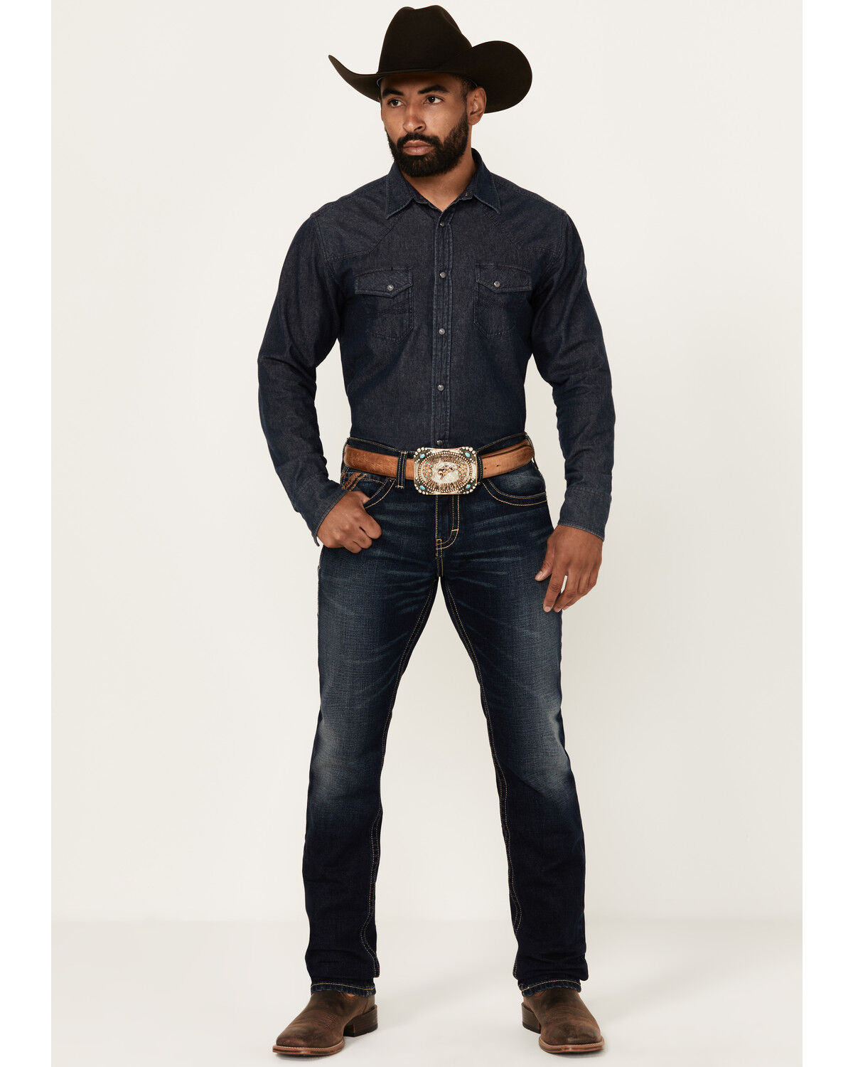 Image #1 - Ariat Men's M8 Dark Wash Modern Slim Stretch Denim Jeans, Dark Wash, hi-res
