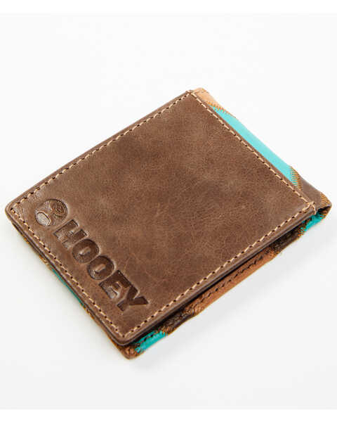 Hooey Men's Brown & Turquoise Patchwork Bifold Wallet  , Brown, hi-res