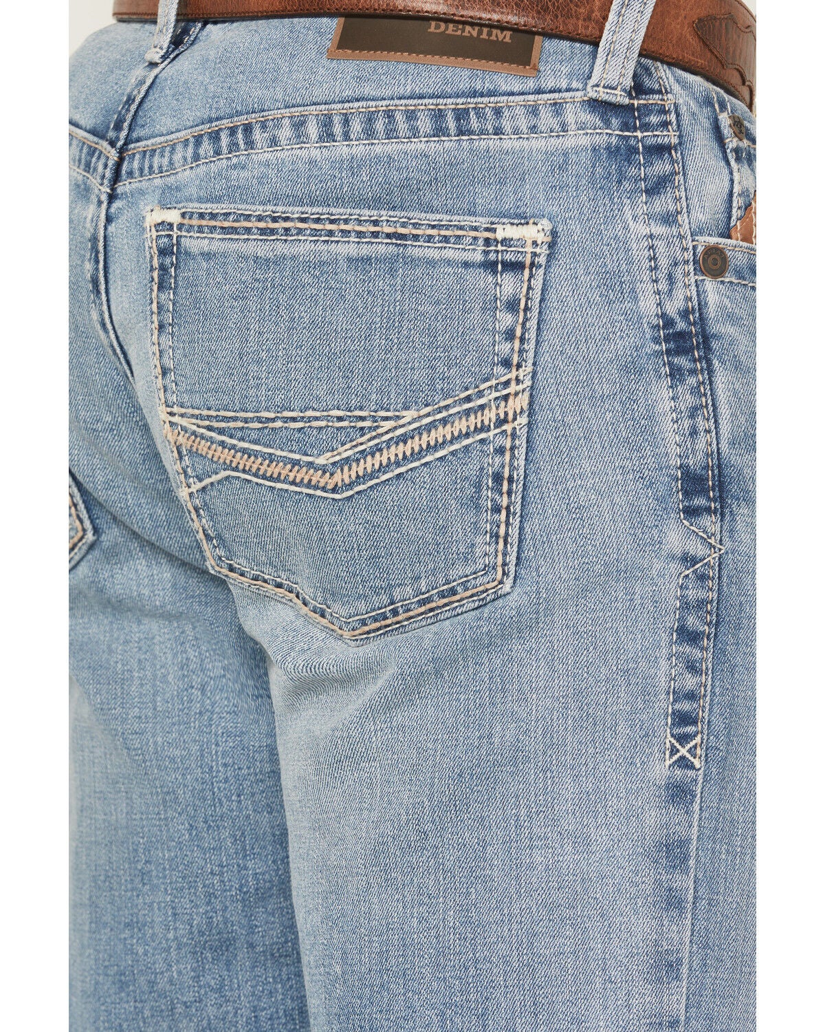 Image #4 - Ariat Men's M2 Flynn Cameron Light Wash Relaxed Bootcut Stretch Denim Jeans, Light Wash, hi-res