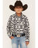 Image #1 - Cody James Boys' Tiki Room Southwestern Striped Long Sleeve Snap Stretch Western Shirt, Blue, hi-res