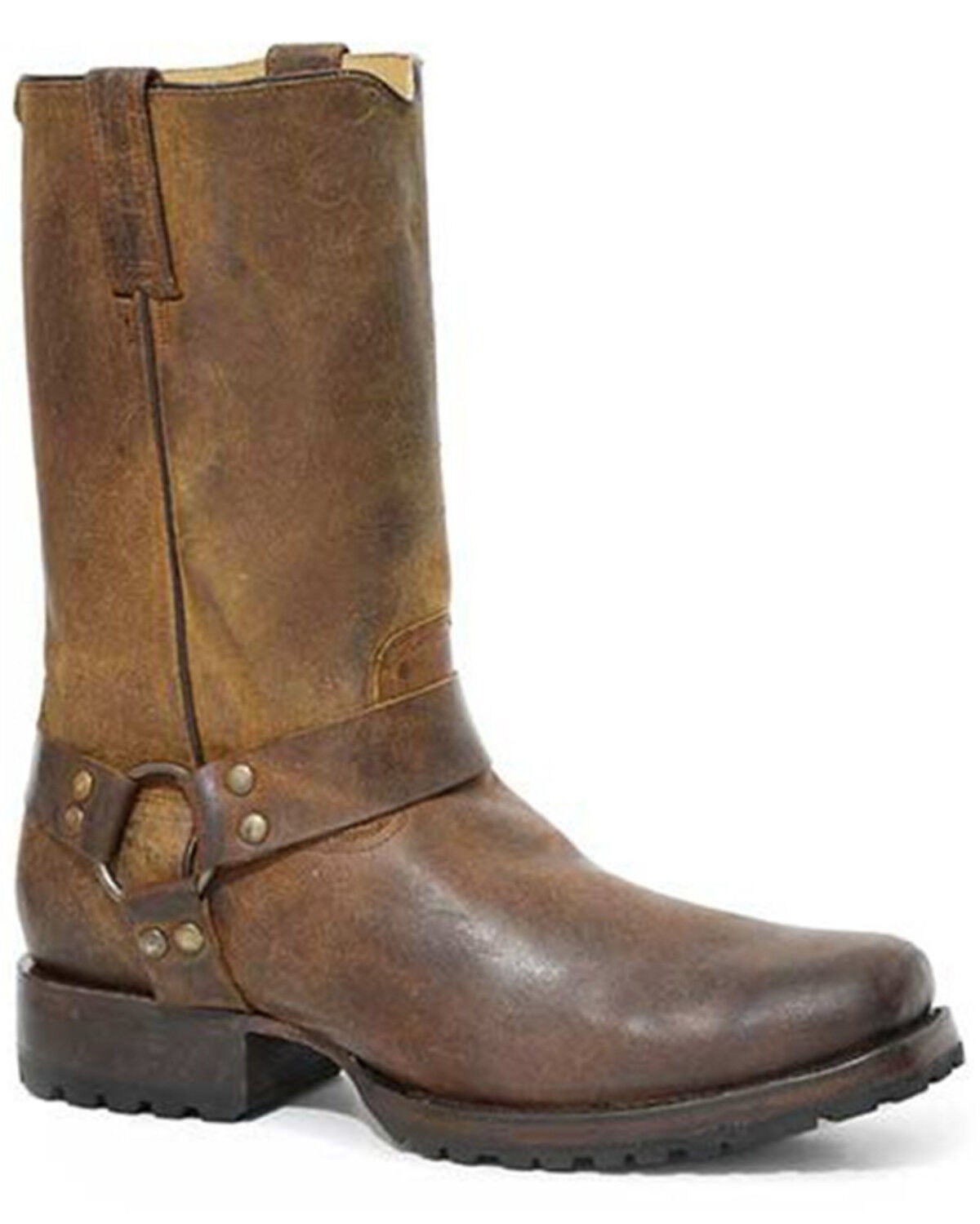 Stetson Men's Heritage Harness Pull On Harness Moto Boots - Square Toe, Brown, hi-res