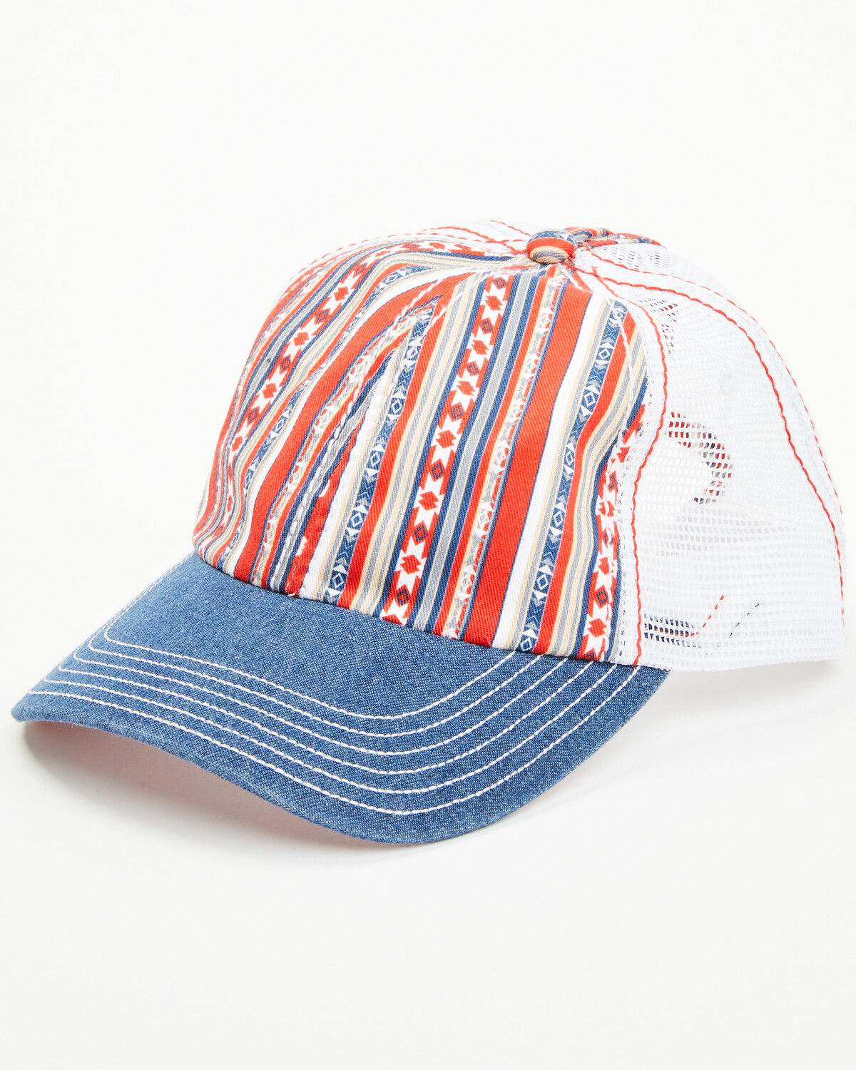 Image #1 - Trenditions Women's Catchfly Southwestern Striped Print Ball Cap, Multi, hi-res