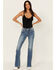 Image #3 - Miss Me Women's Medium Wash Mid Rise Floral Pocket Bootcut Stretch Denim Jeans, , hi-res
