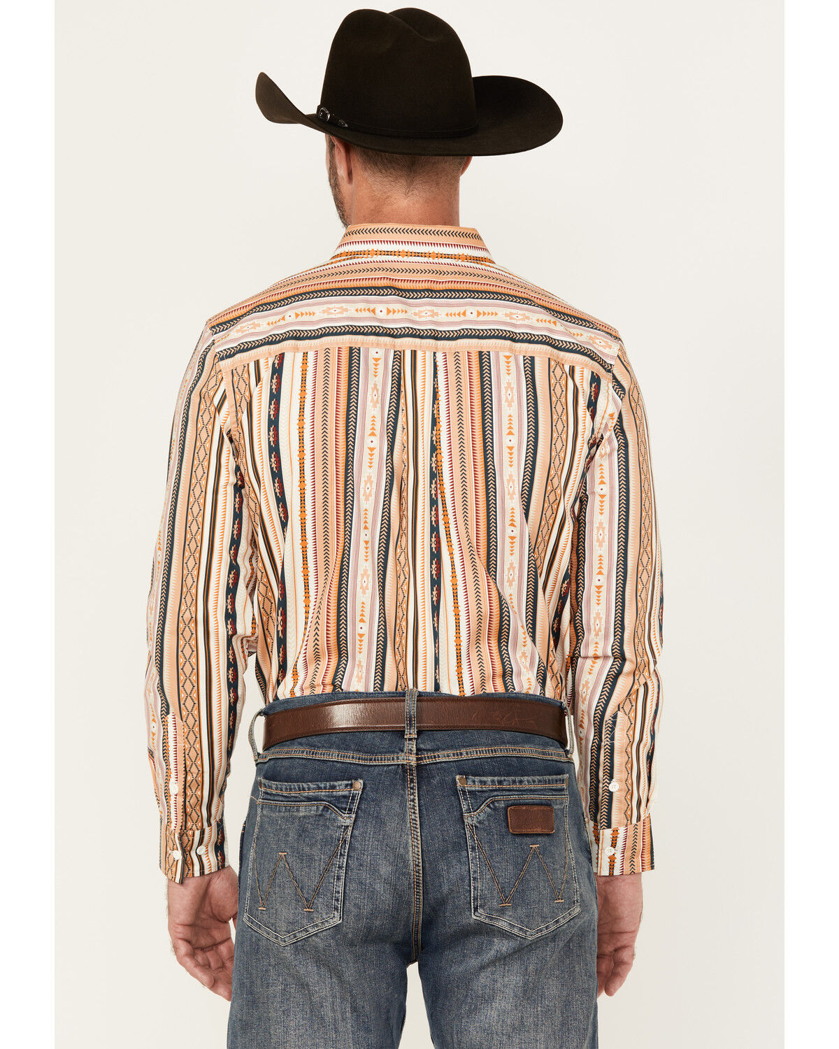 Image #4 - RANK 45® Men's Durango Southwestern Striped Print Long Sleeve Button-Down Stretch Western Shirt, Tan, hi-res