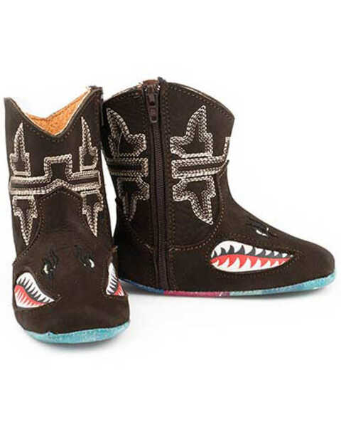 Image #2 - Tin Haul Infant Boys' Shark Boots, Brown, hi-res