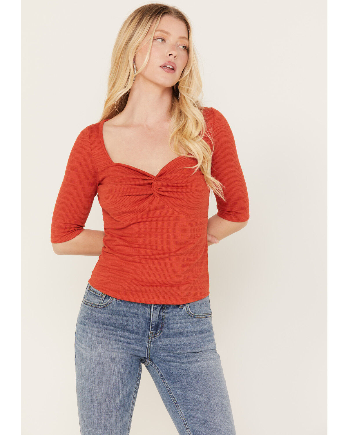 Image #1 - Idyllwind Women's Carson Twist Front Top, Orange, hi-res