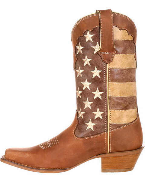 Image #3 - Durango Women's Distressed Flag Western Boots - Square Toe , Brown, hi-res
