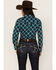 Image #4 - RANK 45® Women's Plaid Print Long Sleeve Stretch Western Riding Shirt, Navy, hi-res