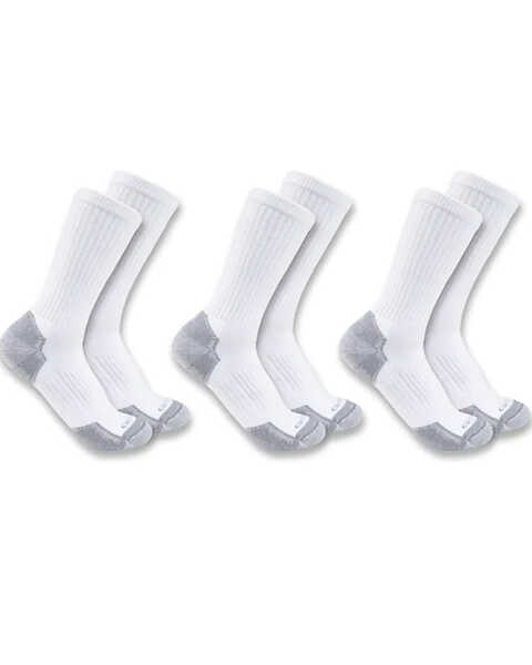 Image #1 - Carhartt Men's Midweight Crew Socks - 3-Pack, White, hi-res