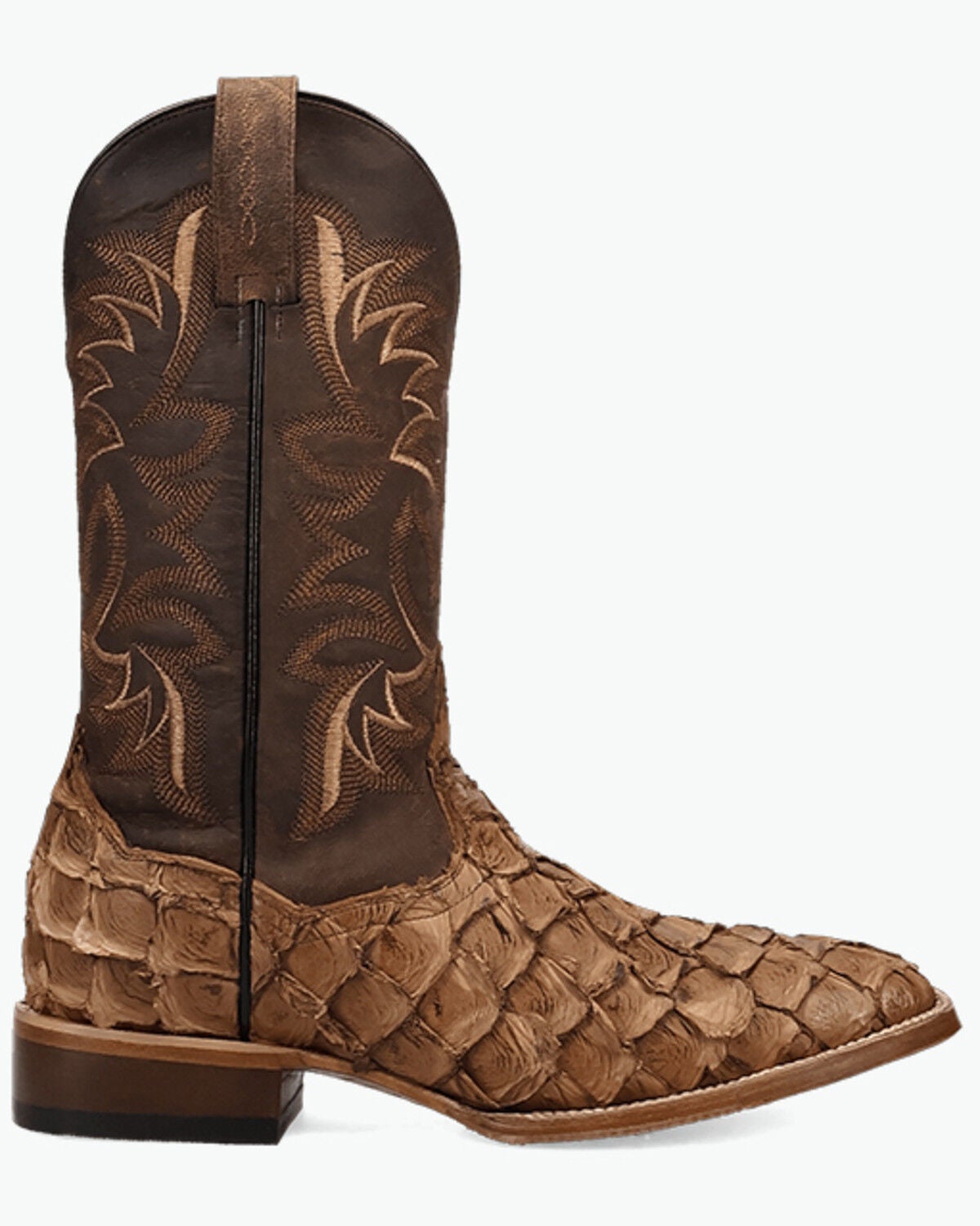Image #2 - Dan Post Men's Marc Exotic Pirarucu Western Boots - Broad Square Toe, Tan, hi-res