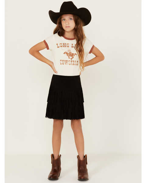 Trixxi Girls' Fringe Skirt , Black, hi-res