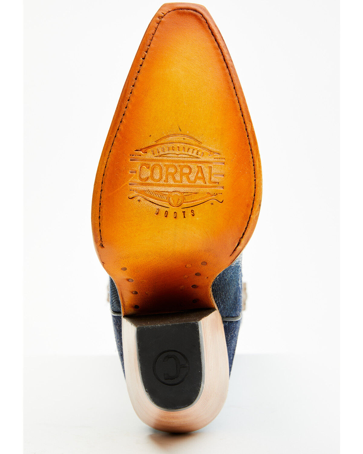 Image #7 - Corral Women's Denim Embroidered Tall Western Boots - Snip Toe, Medium Blue, hi-res