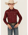 Image #1 - Cowboy Hardware Boys' Geo Print Long Sleeve Snap Stretch Western Shirt, Red, hi-res