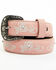 Image #1 - Shyanne Girls' Floral & Crystal Rhinestone Leather Belt, Light Pink, hi-res