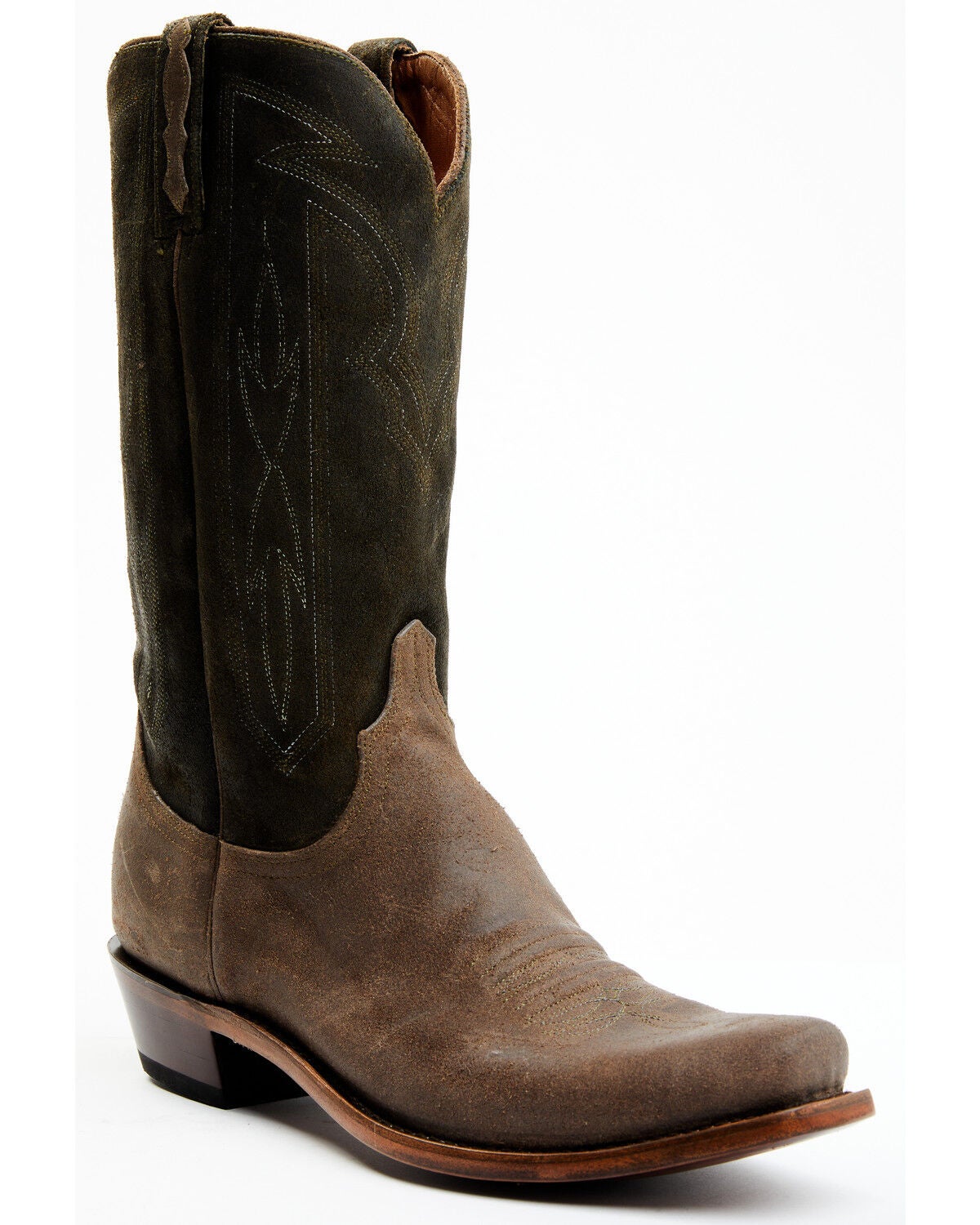 Lucchese Men's Distressed Shell Cowhide Western Boots - Snip Toe, Beige/khaki, hi-res