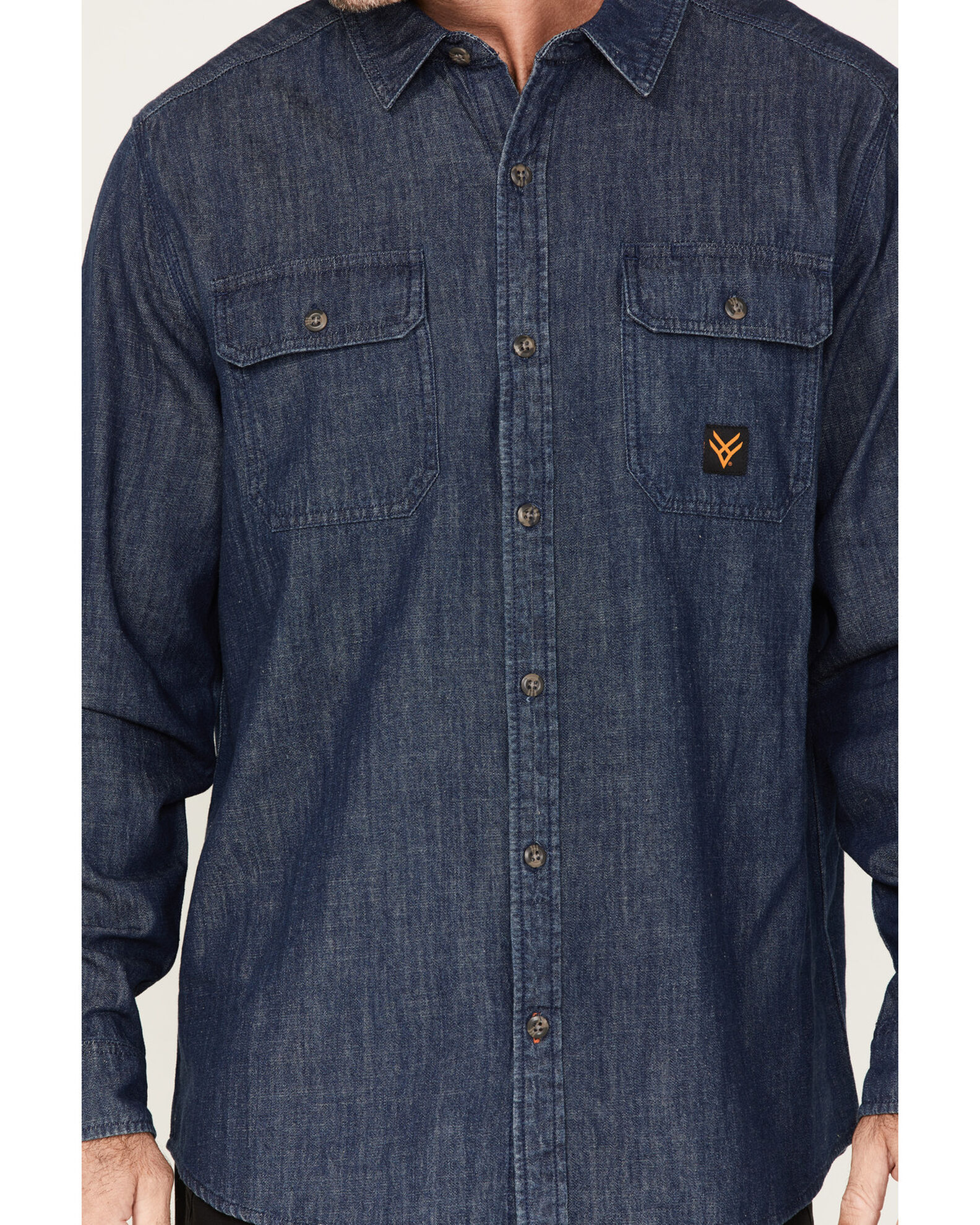 Image #3 - Hawx Men's Denim Work Shirt - Big & Tall, Indigo, hi-res