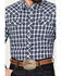 Image #4 - Stetson Men's Dobby Plaid Print Long Sleeve Western Pearl Snap Shirt, Dark Blue, hi-res