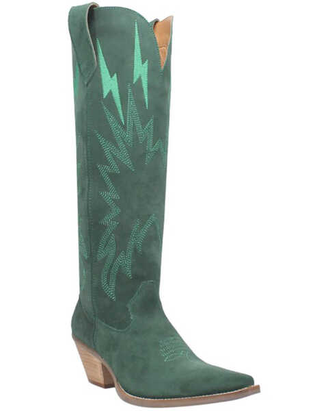 Dingo Women's Thunder Road Western Performance Boots - Pointed Toe, Green, hi-res
