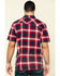 Hawx Men's Bullhead Indigo Plaid Short Sleeve Work Shirt , Black Cherry, hi-res