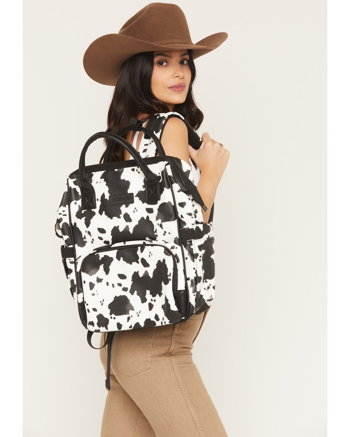 Wrangler Women's Cow Print Backpack, Black, hi-res