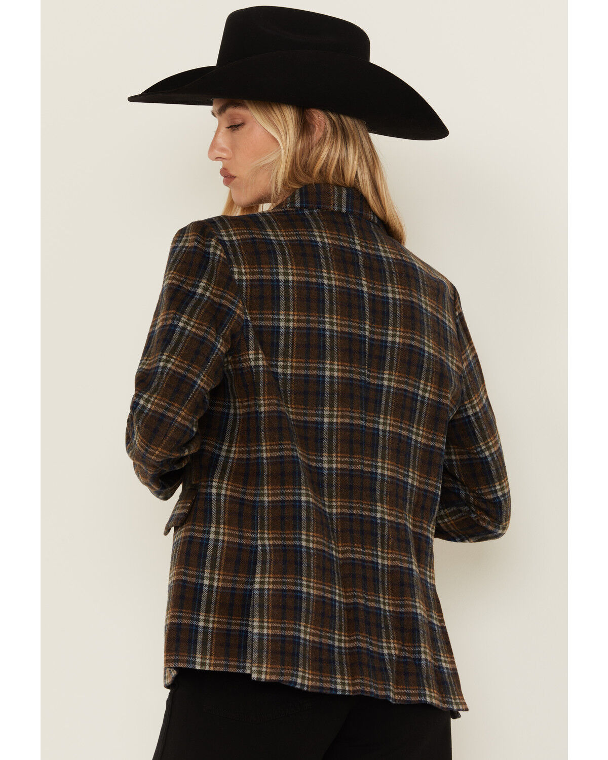 Image #4 - Sadie & Sage Women's Plaid Print Blazer, Navy, hi-res