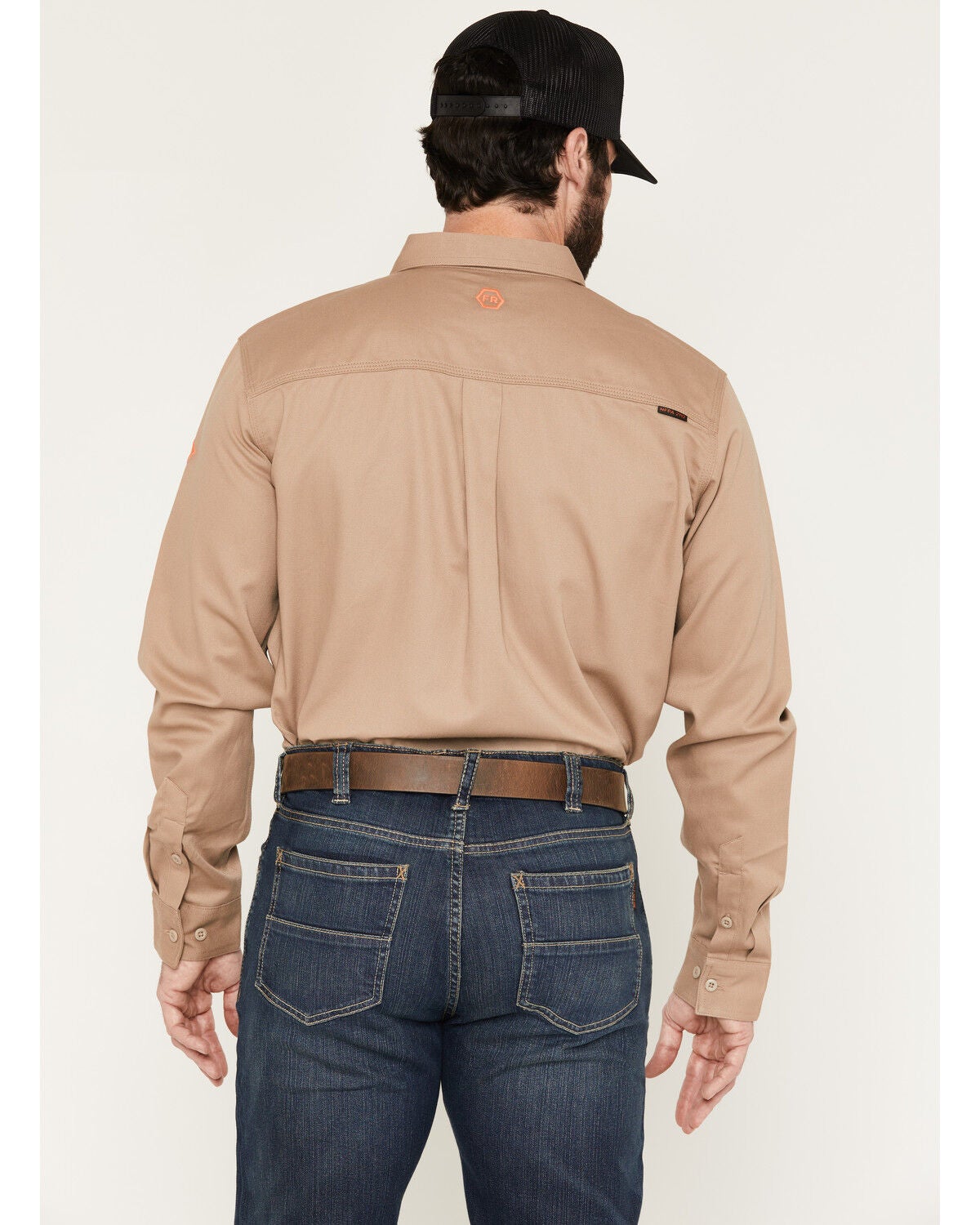 Image #4 - Hawx Men's FR Woven Long Sleeve Button-Down Work Shirt - Tall, Khaki, hi-res