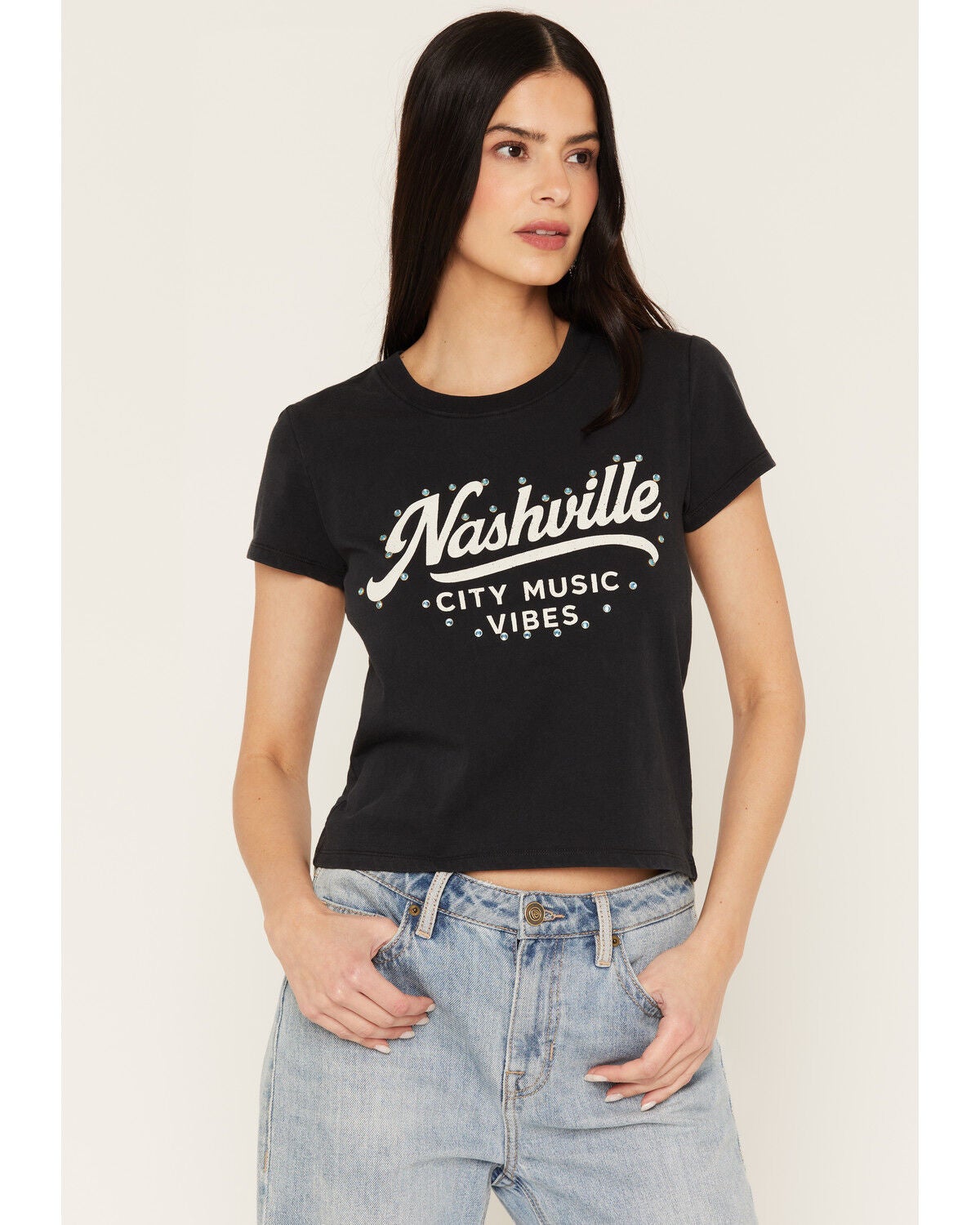 Blue Life Women's Nashville Music Short Sleeve Graphic Tee, Black, hi-res
