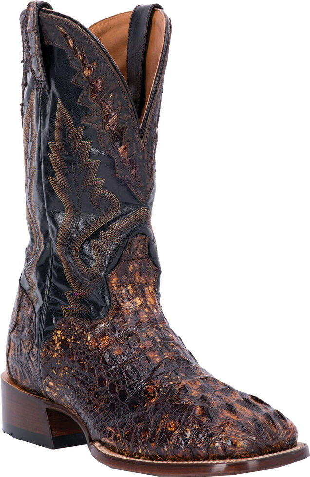 El Dorado Handmade Caiman Cowboy Boots - Wide Square Toe, Suntan, hi-res