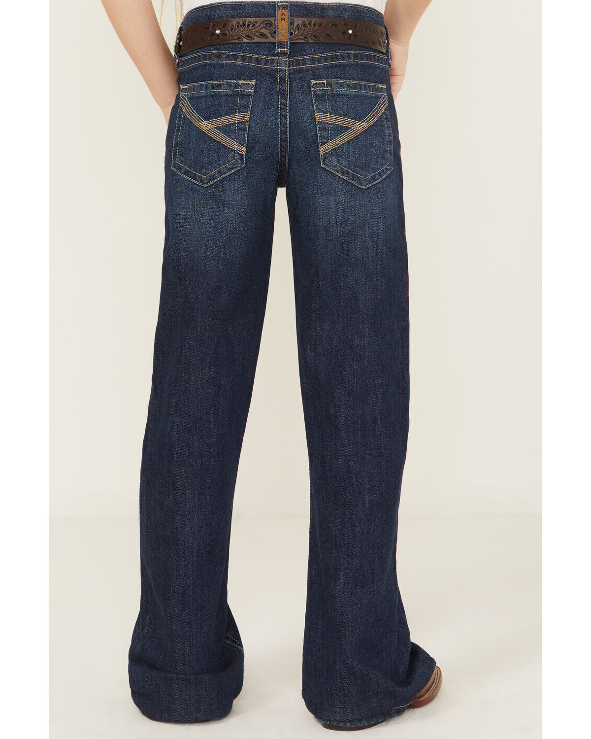 Image #3 - Ariat Girls' Jordyn Flare Stretch Denim Jeans, Dark Wash, hi-res