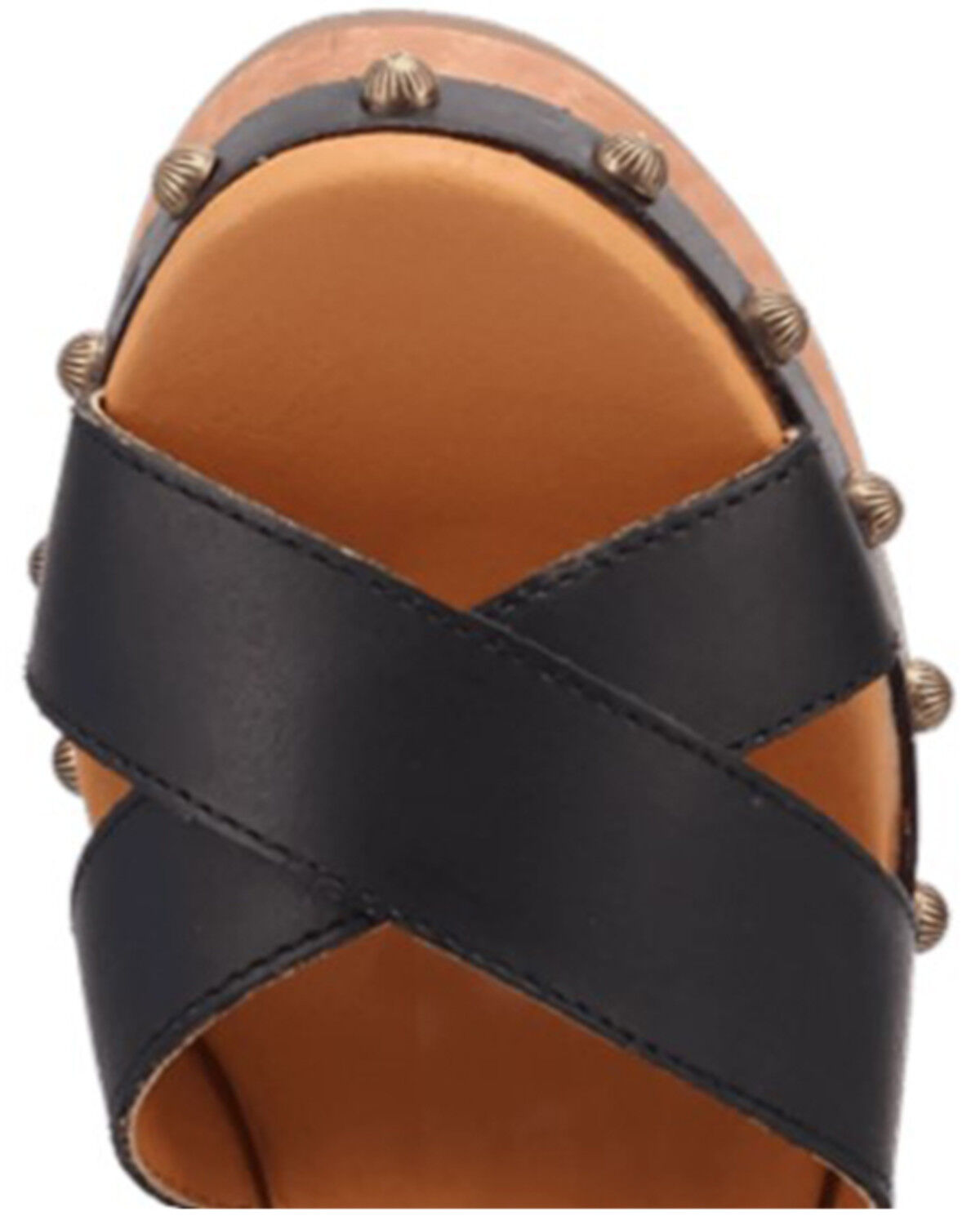 Image #6 - Dingo Women's Lotus Wooden Sandals, Black, hi-res