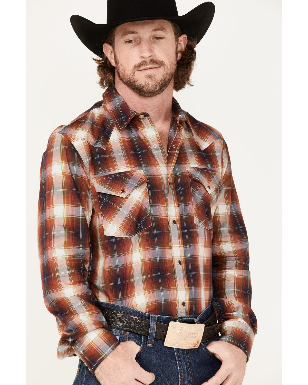 Image #2 - Pendleton Men's Bishop Large Plaid Long Sleeve Western Shirt, Rust Copper, hi-res