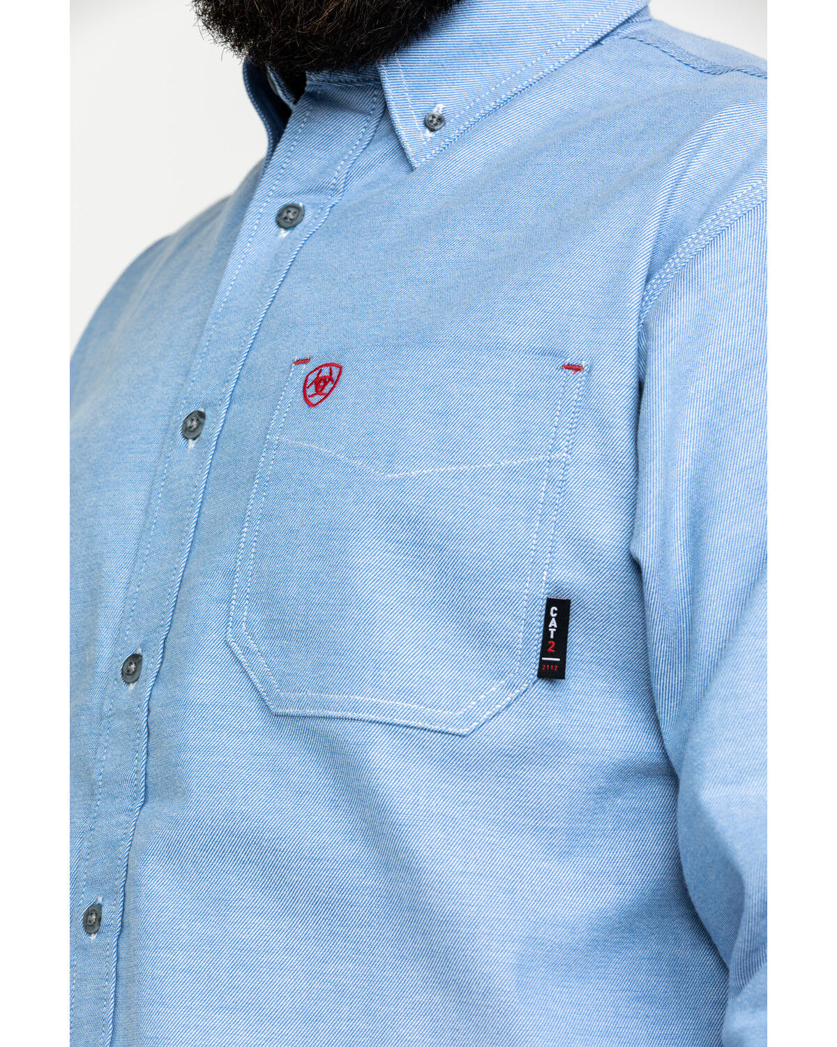 Image #3 - Ariat Men's FR Solid Durastretch Long Sleeve Work Shirt - Tall, Blue, hi-res