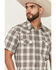 Image #2 - Gibson Trading Co Men's Starlink Plaid Print Short Sleeve Snap Western Shirt - Big, Grey, hi-res