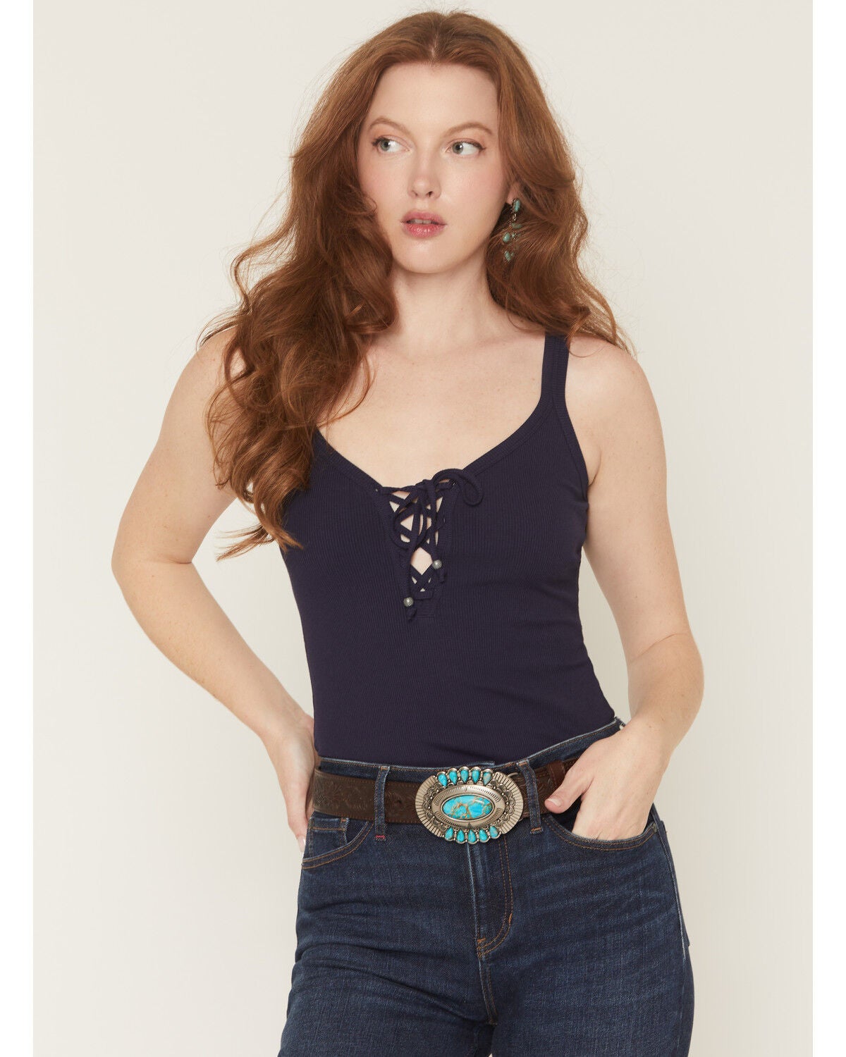 Image #1 - Idyllwind Women's Bonnie Embossed Leather Buckle Belt, Dark Brown, hi-res
