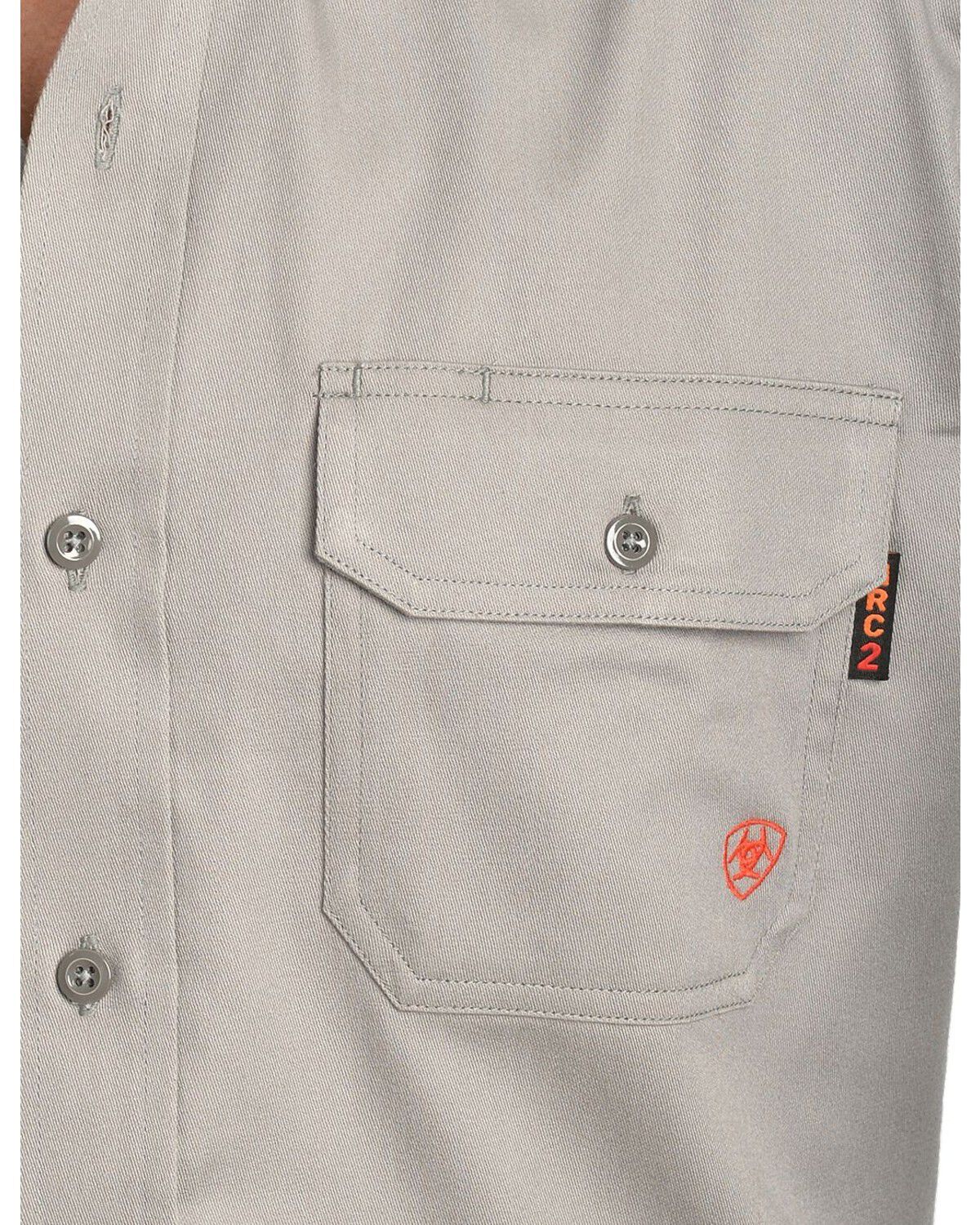 Image #2 - Ariat Men's FR Solid Long Sleeve Button Down Work Shirt, Silver, hi-res