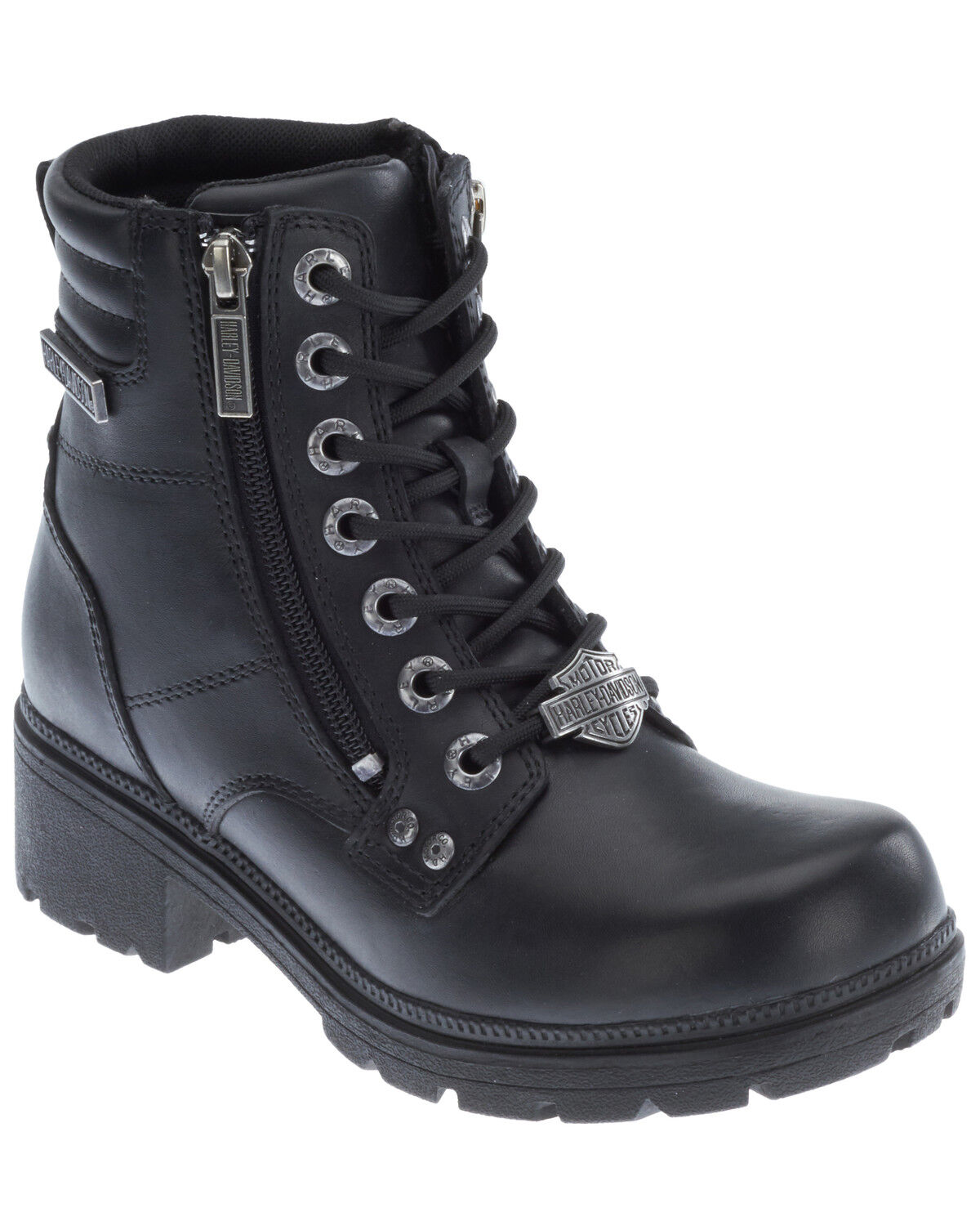 Image #1 - Harley Davidson Women's Inman Hills Moto Boots - Round Toe, Black, hi-res