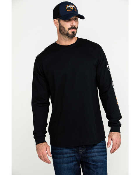 Cody James Men's FR Logo Long Sleeve Work Shirt - Tall , Black, hi-res
