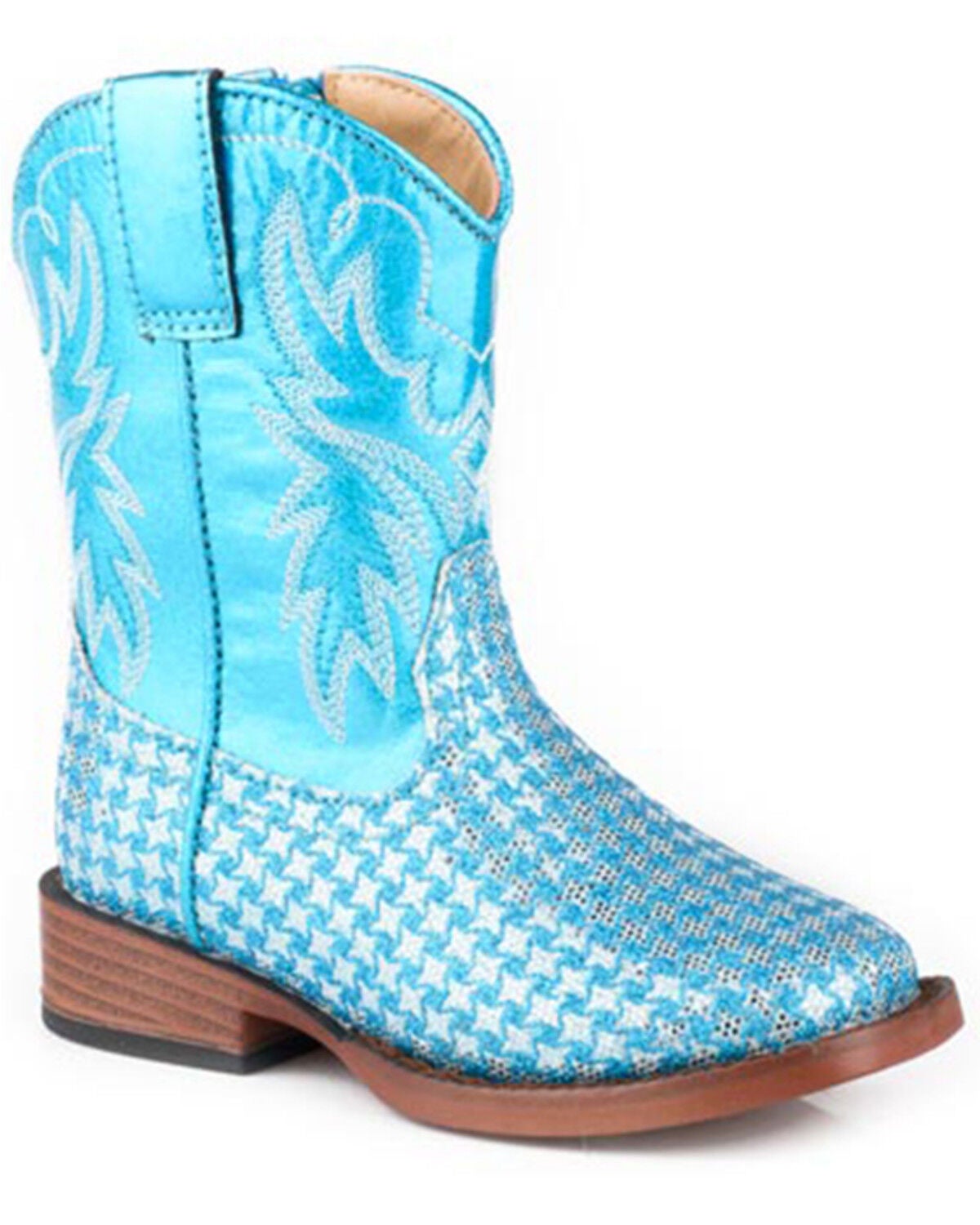Roper Toddler Girls' Glitter Gleam Western Boots - Square Toe, Blue, hi-res