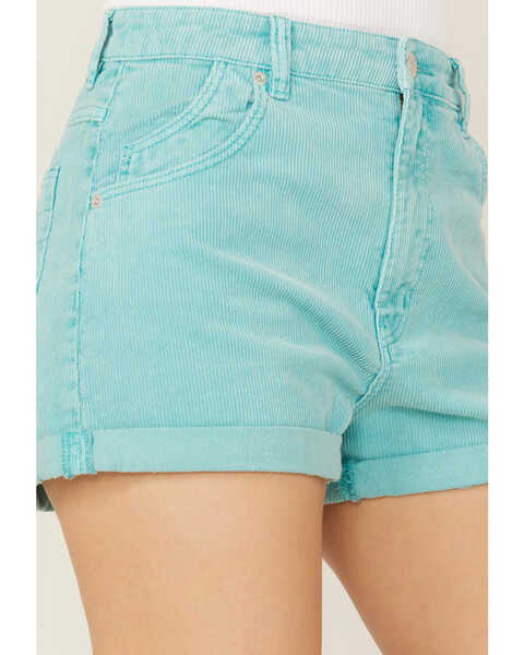 Image #2 - Rolla's Women's High Rise Corduroy Dusters Slim Shorts , Teal, hi-res