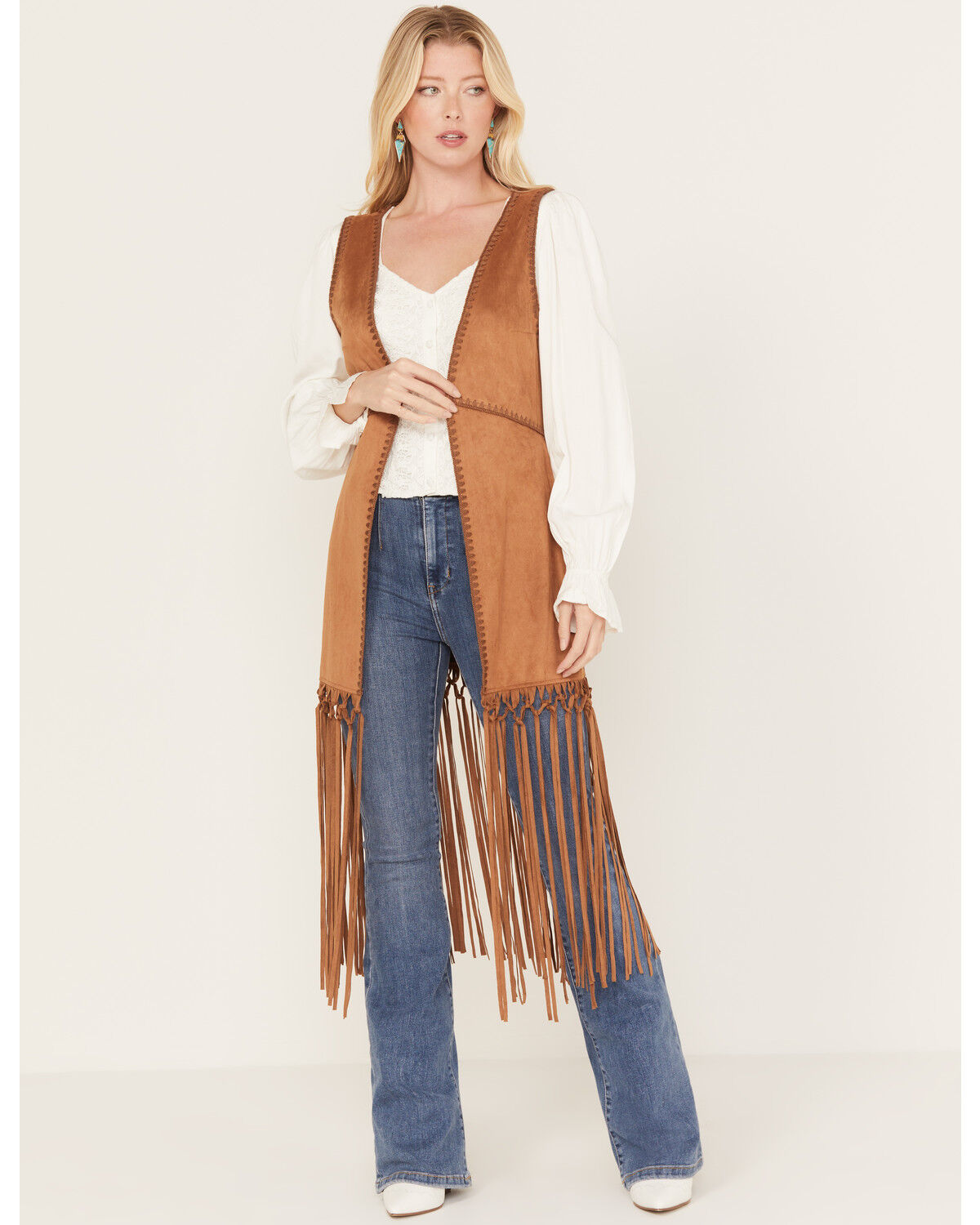 Image #1 - Shyanne Women's Faux Suede Fringe Vest, Brown, hi-res