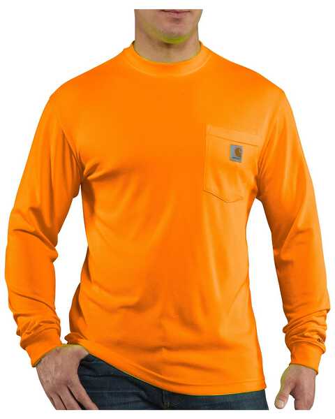 Image #1 - Carhartt Force Color-Enhanced Long Sleeve T-Shirt, Orange, hi-res