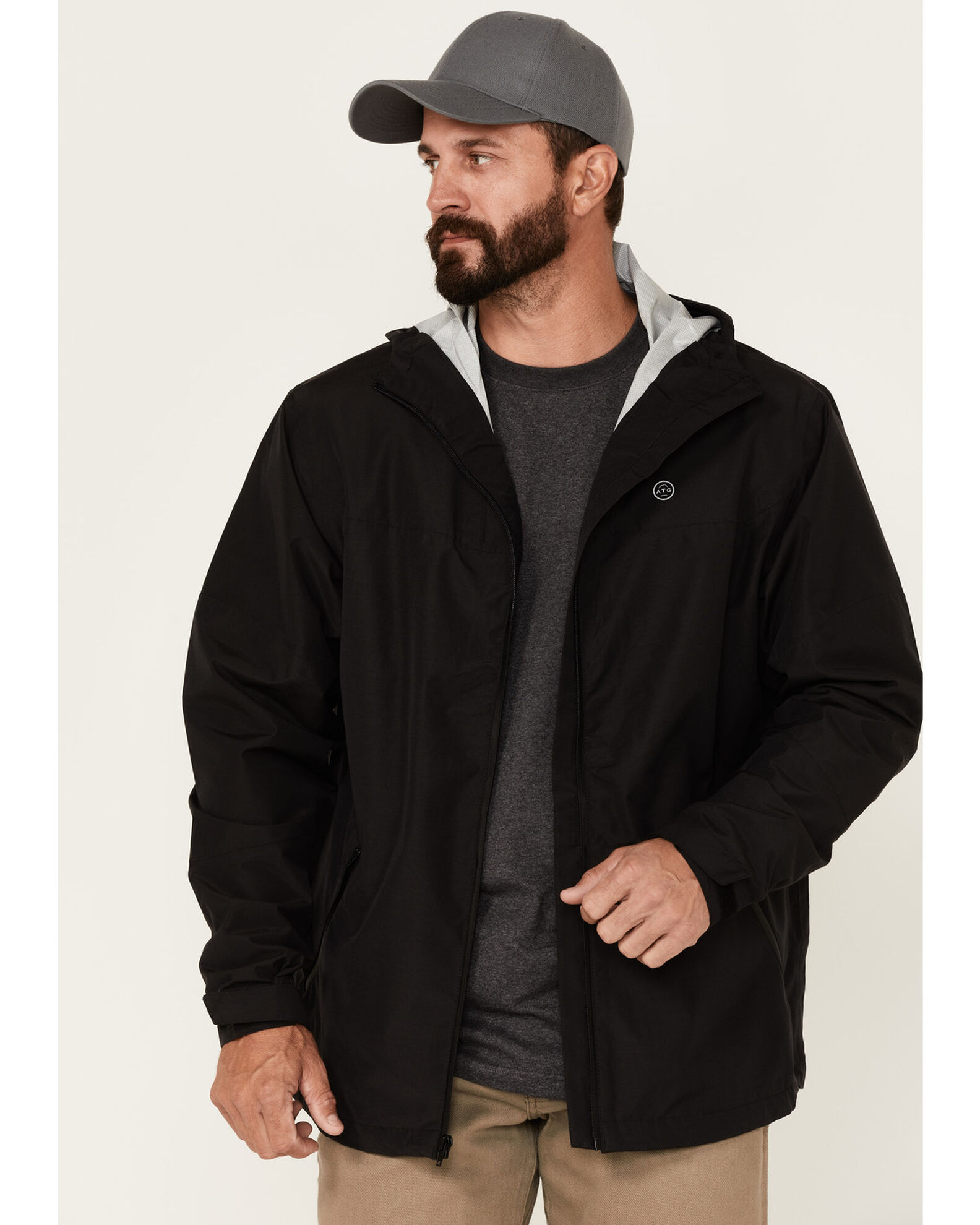 Wrangler ATG Men s All Terrain Black Zip Front Hooded Rain Jacket