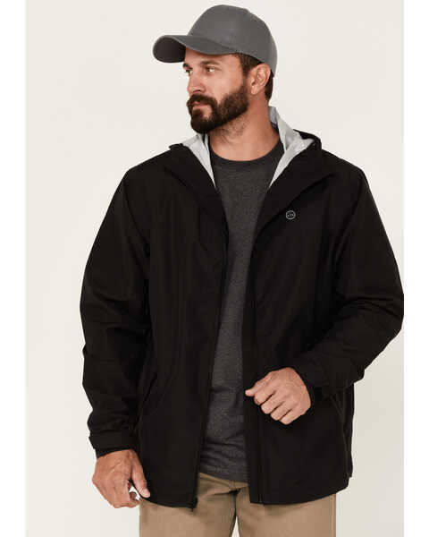 ATG by Wrangler Men's All-Terrain Black Zip-Front Hooded Rain Jacket , Black, hi-res