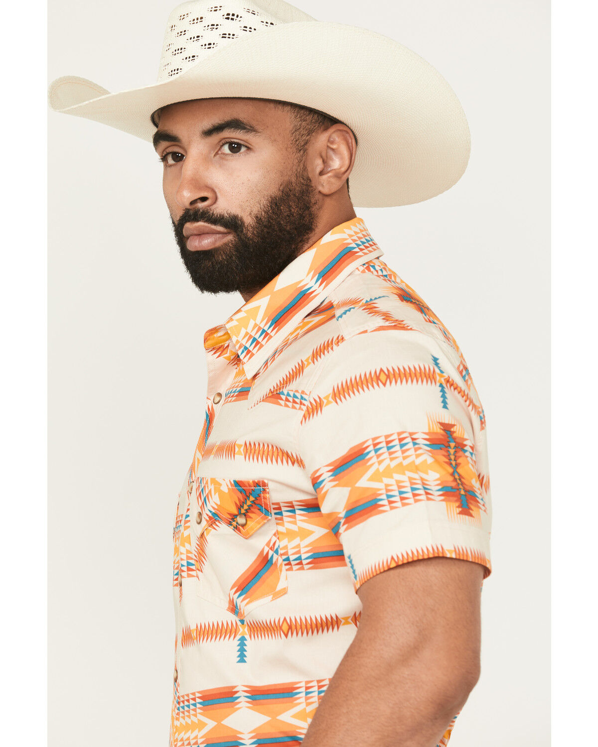 Image #2 - Rock & Roll Denim Men's  Southwestern Print Short Sleeve Snap Stretch Western Shirt, Multi, hi-res