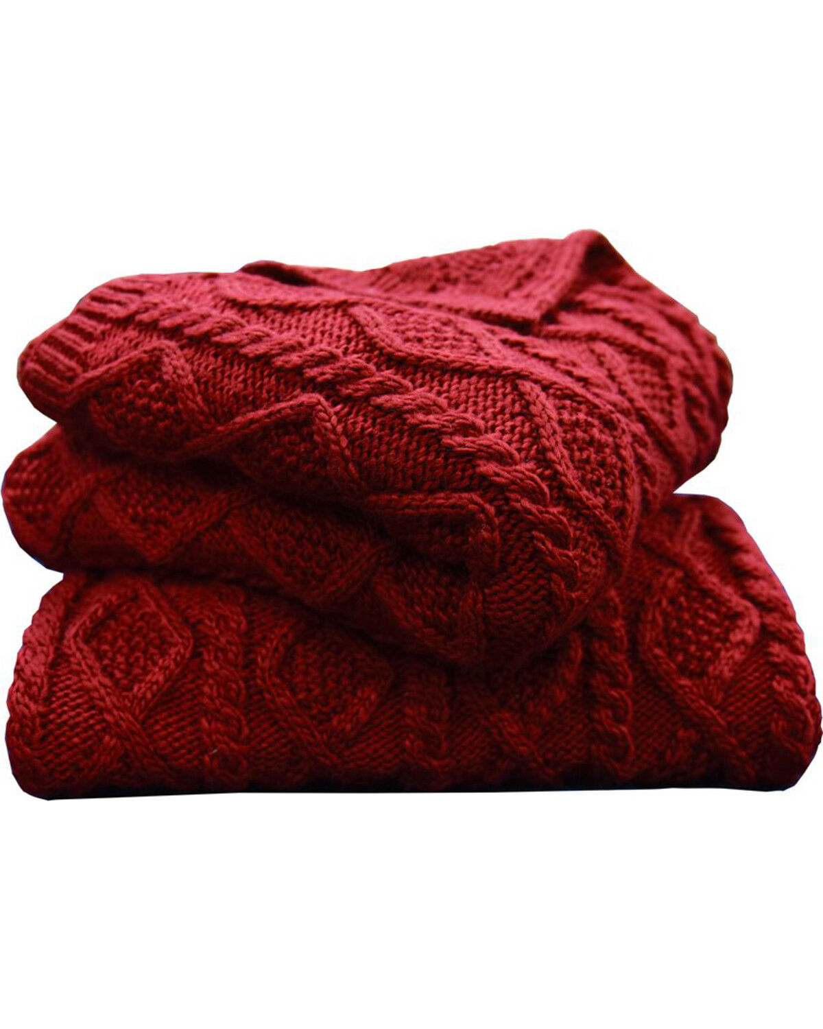 Image #1 - HiEnd Accents Red Cable Knit Throw Blanket, Red, hi-res
