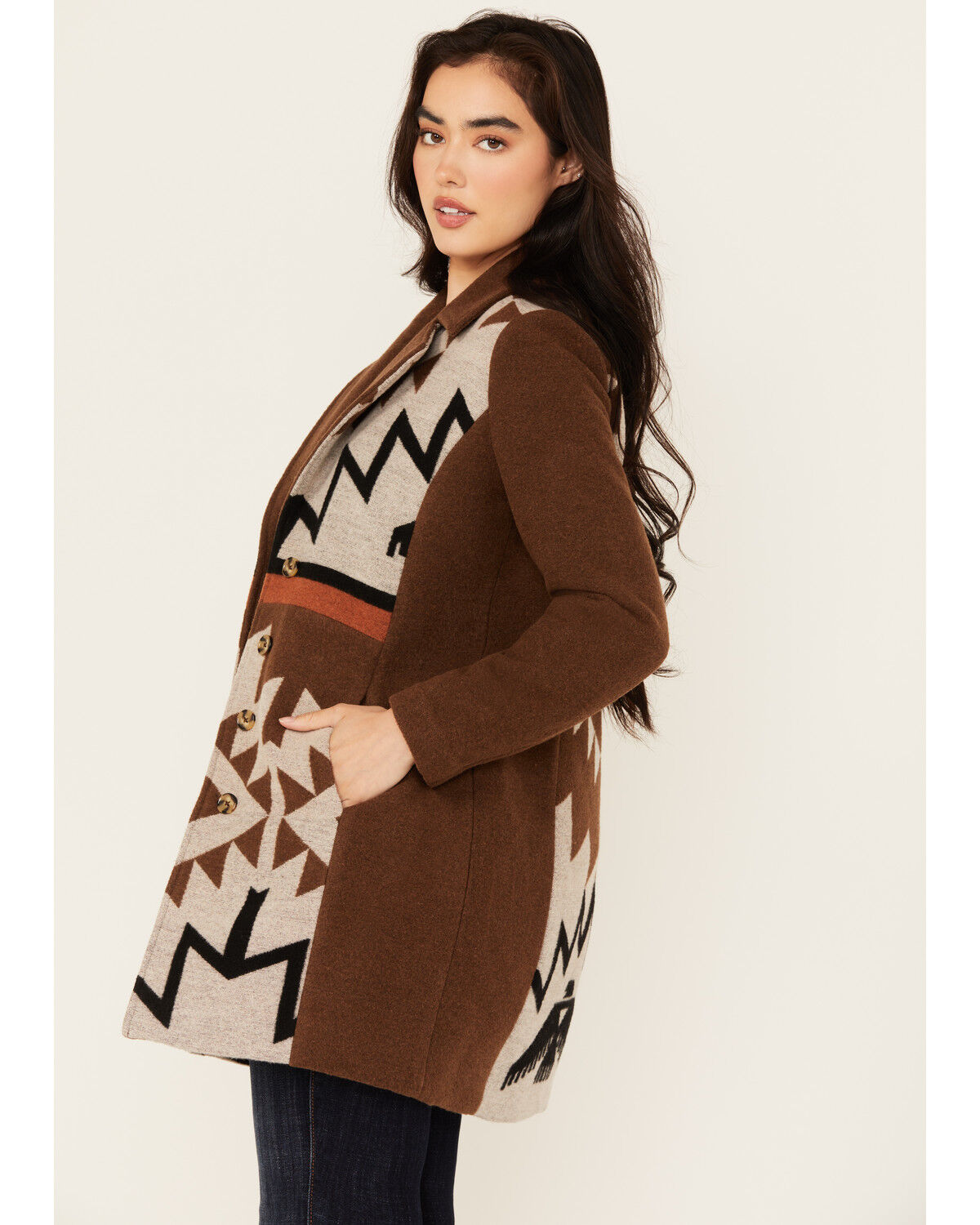 Image #3 - Idyllwind Women's Winton Southwestern Print Button-Down Coat, Caramel, hi-res