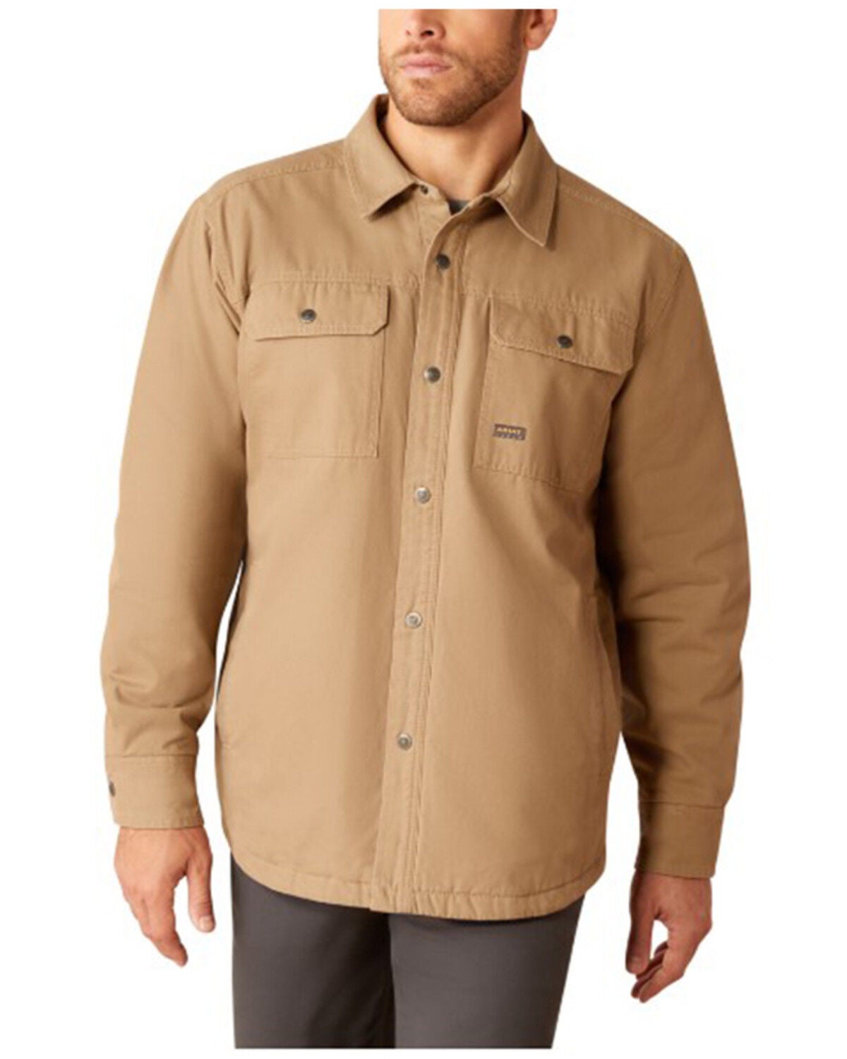 Ariat Men's Rebar Canvas Long Sleeve Snap Shirt Jacket, Beige, hi-res